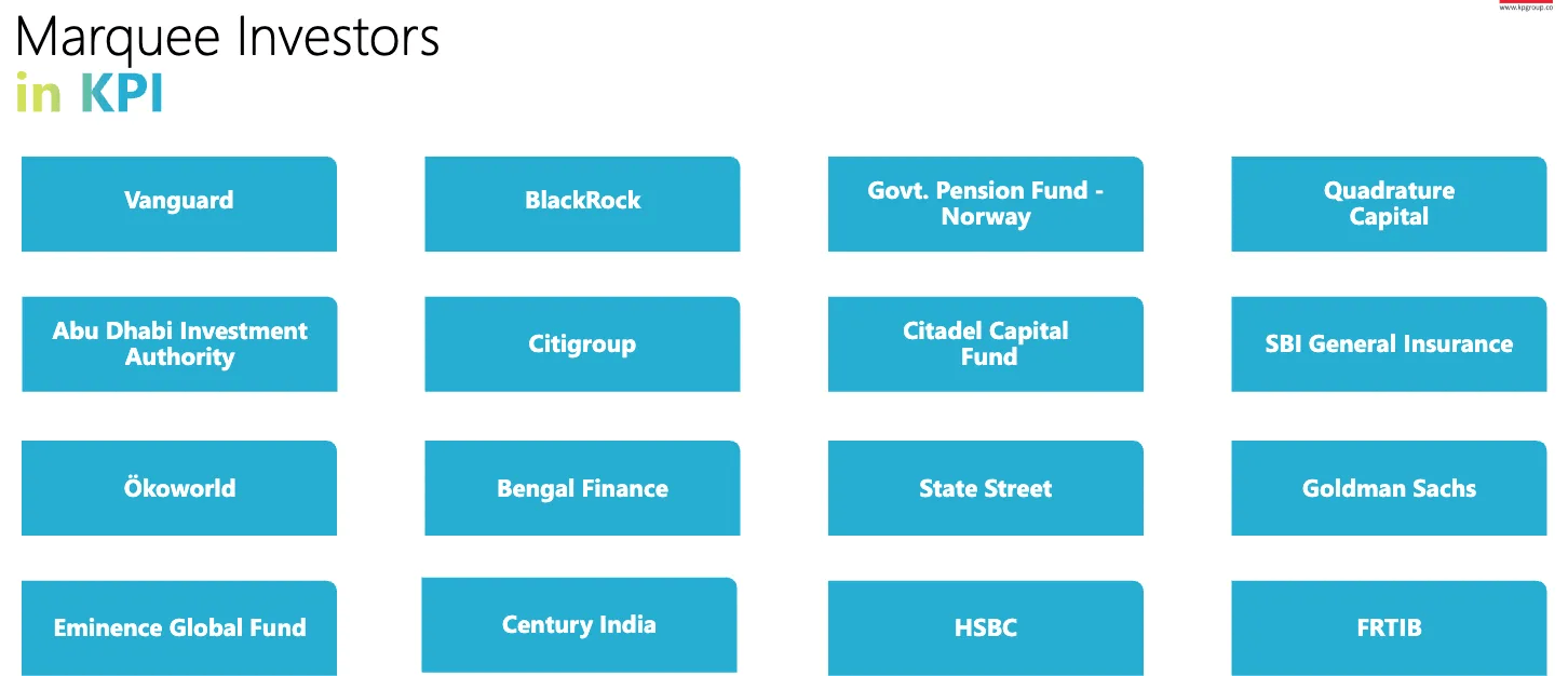 Major global and institutional investors in KPI